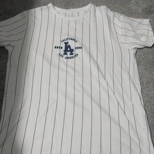 Pinstripe Denim & Flower Dodgers T shirt